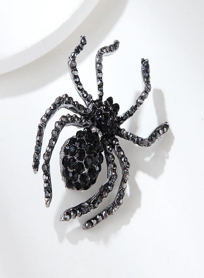 MXUHUI Spider Brooch Pins for Women Gothic Rhinestone Spider Pin Insect Brooch Halloween Cosplay Party Vintage Costume Accessories (Black) - Image 3